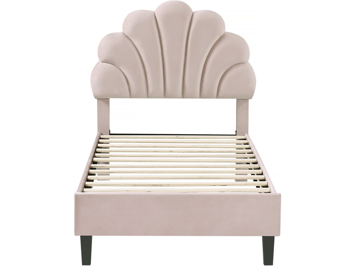 Letto a conchiglia in velluto Manon - 90 x 190 cm - Beige