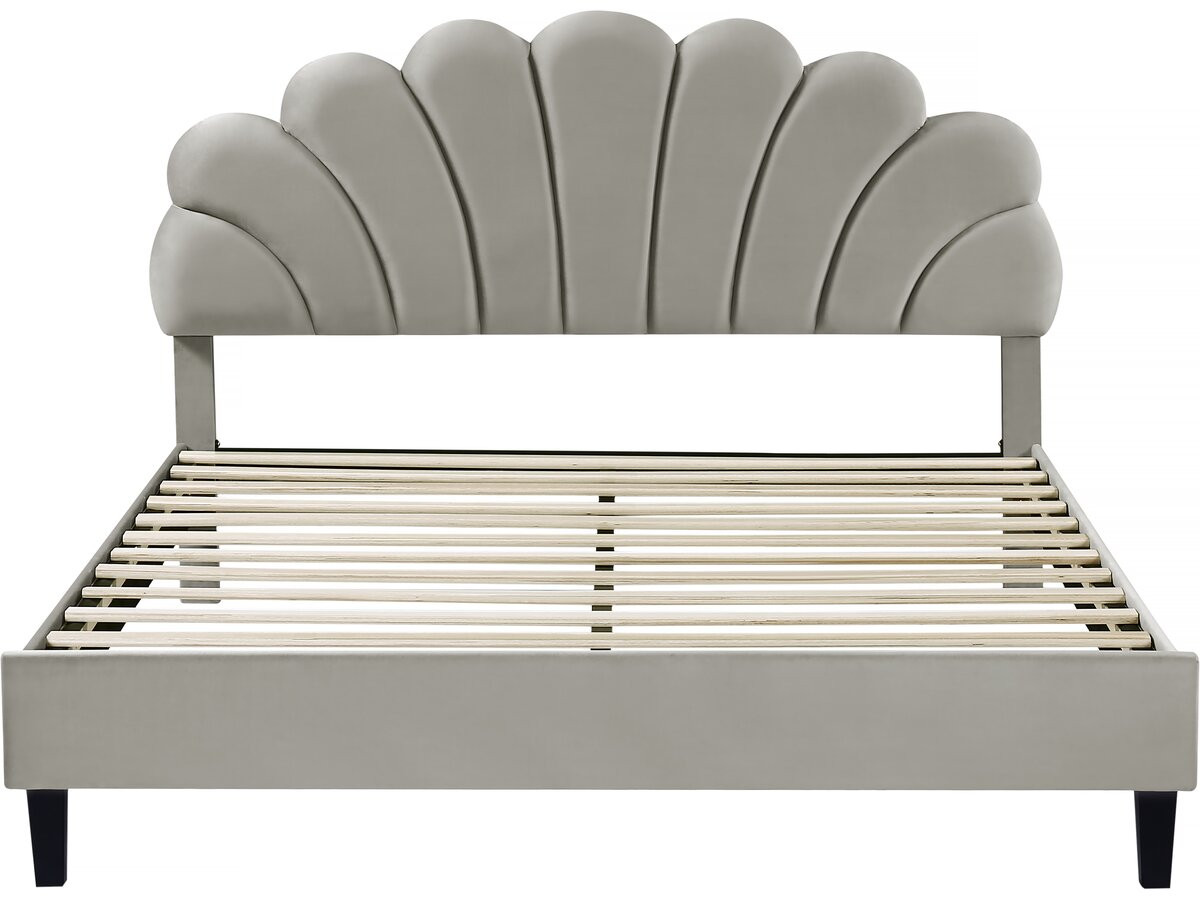 Letto a conchiglia in velluto Manon - 160 x 200 cm - Grigio