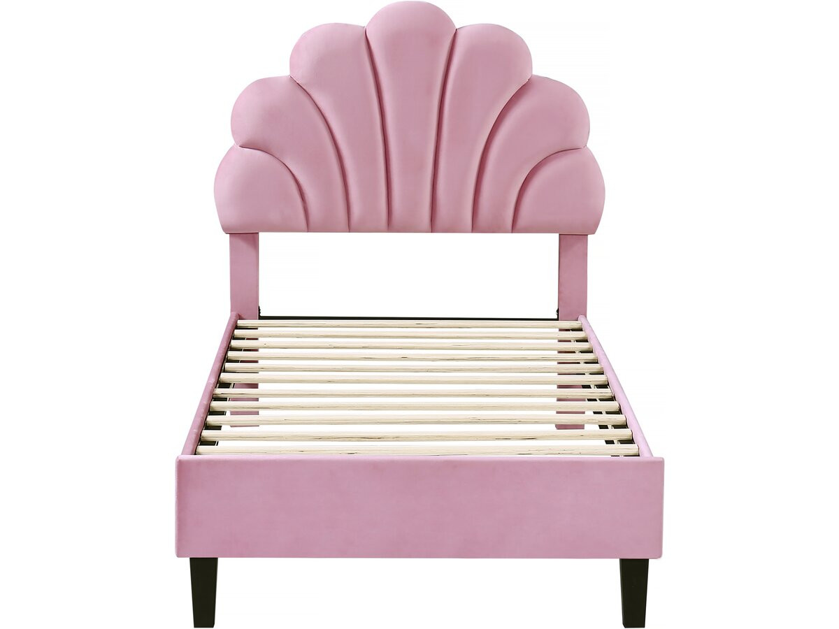 Letto a conchiglia in velluto Manon - 90 x 190 cm - Rosa