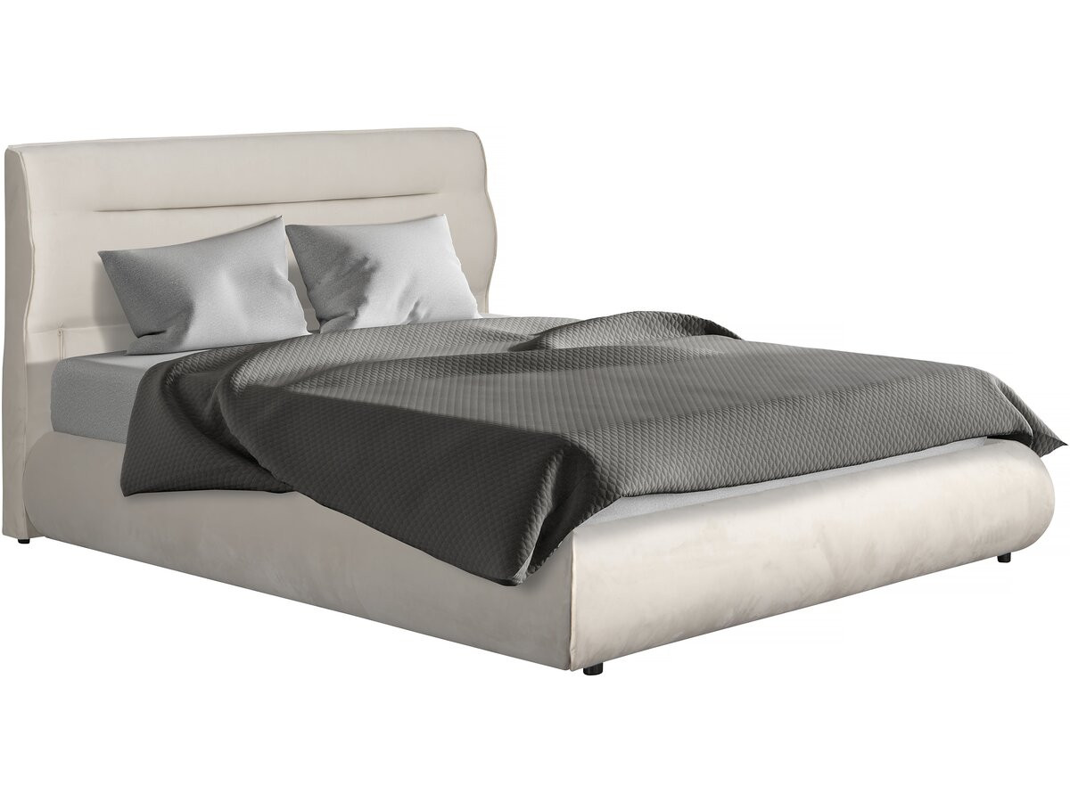 Letto matrimoniale con contenitore in velluto Chamonix - 160 x 200 cm - Beige