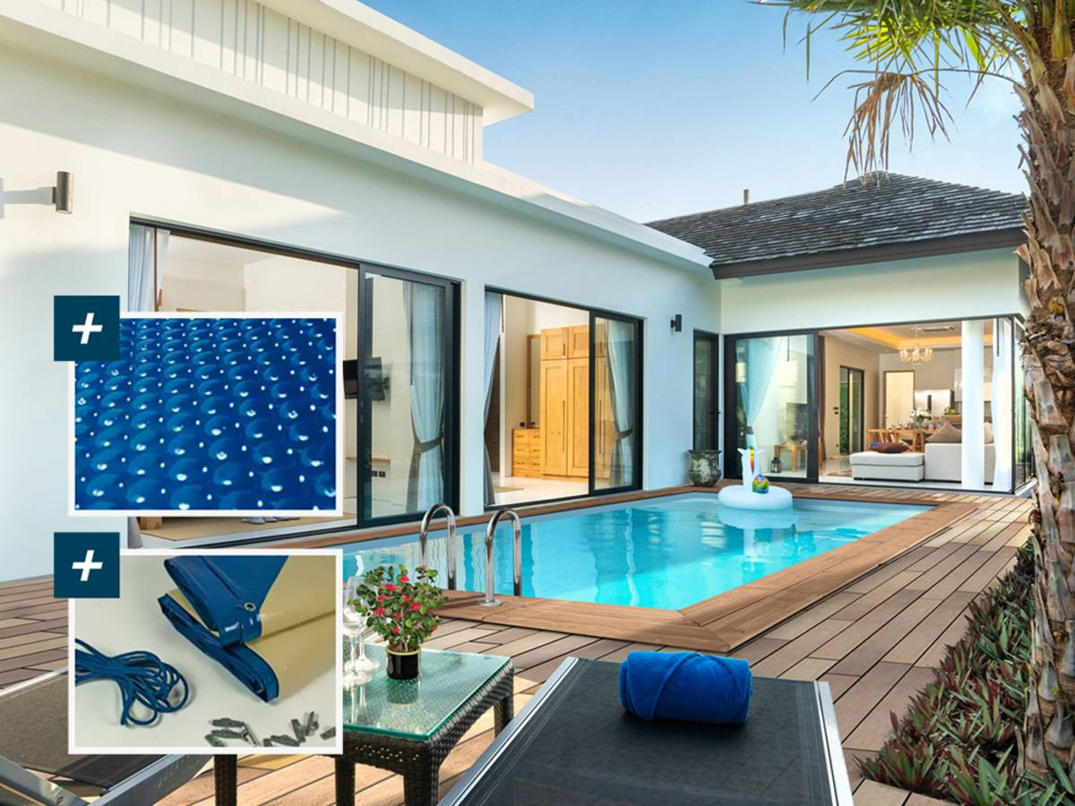 Piscina rettangolare in legno Aruba 140 - 5,00 x 3,00 x 1,38 m + copertura a bolle da 180 µ - copertura invernale da 280 g/m²