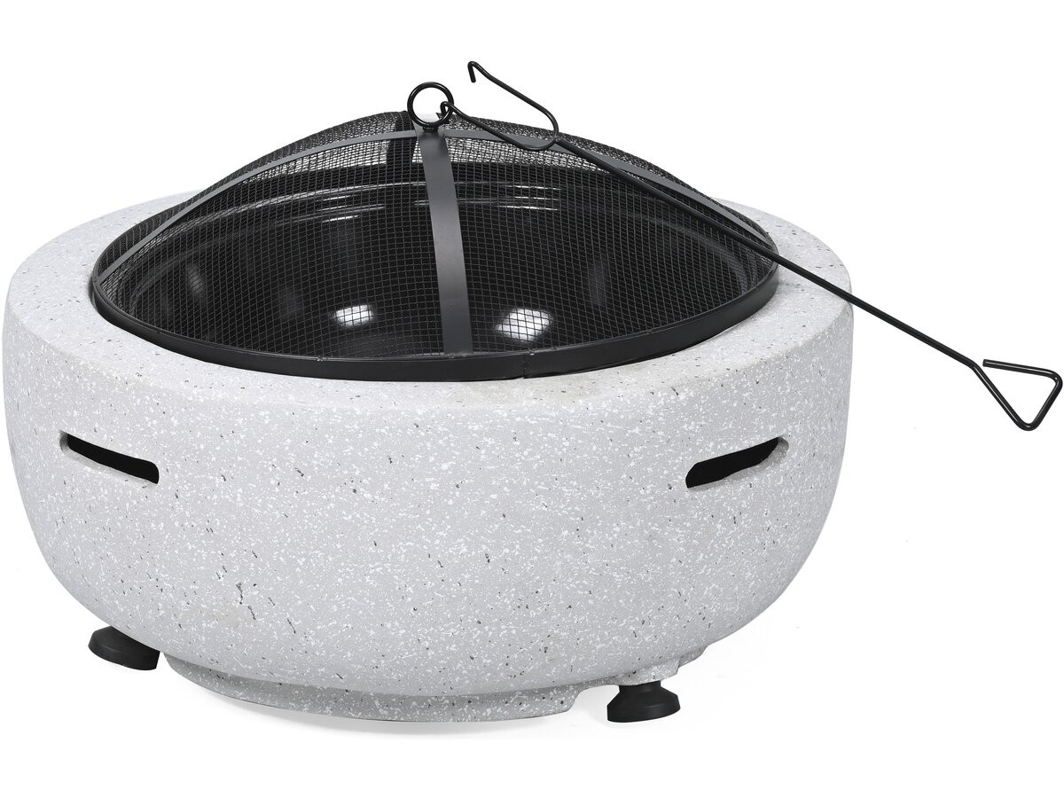 Brasero barbecue en pierre "Volkan" - 60 x 60 x 40 cm - Blanc