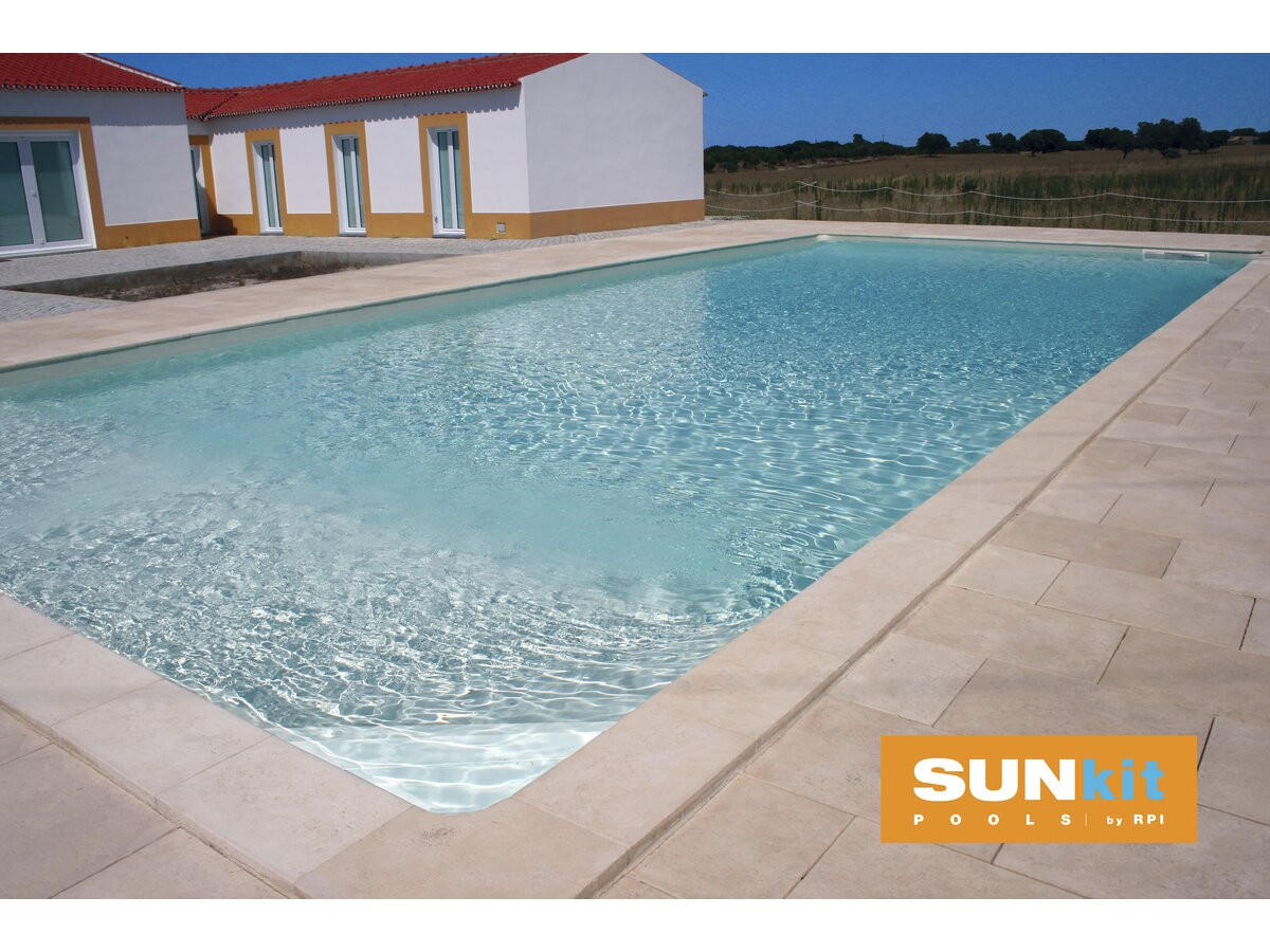 Piscine acier enterrée rectangle fond plat "Sunkit" - 7.00 x 3.50 x 1.40 m + Escalier d'angle intérieur
