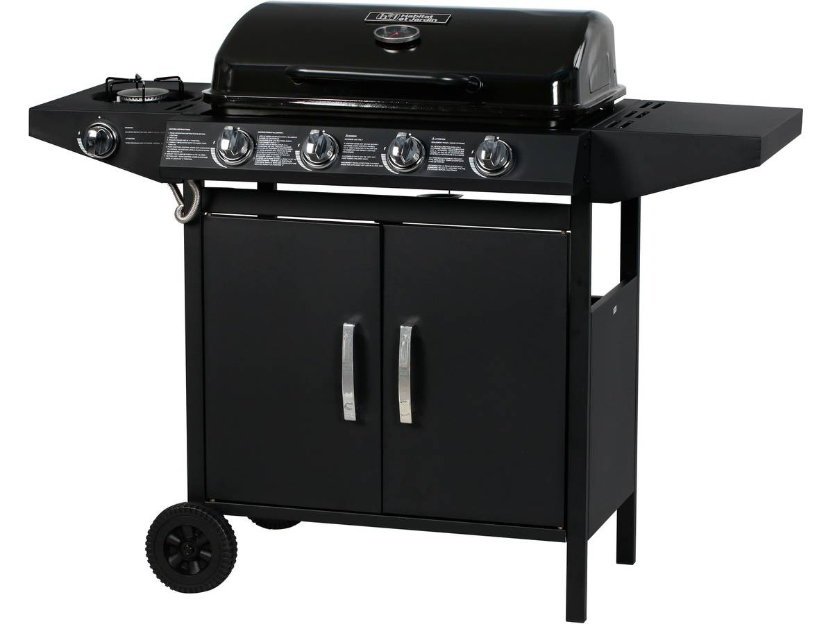 Barbecue gaz "Festa 5" - 5 brûleurs dont 1 latéral - 12.9 Kw- Noir