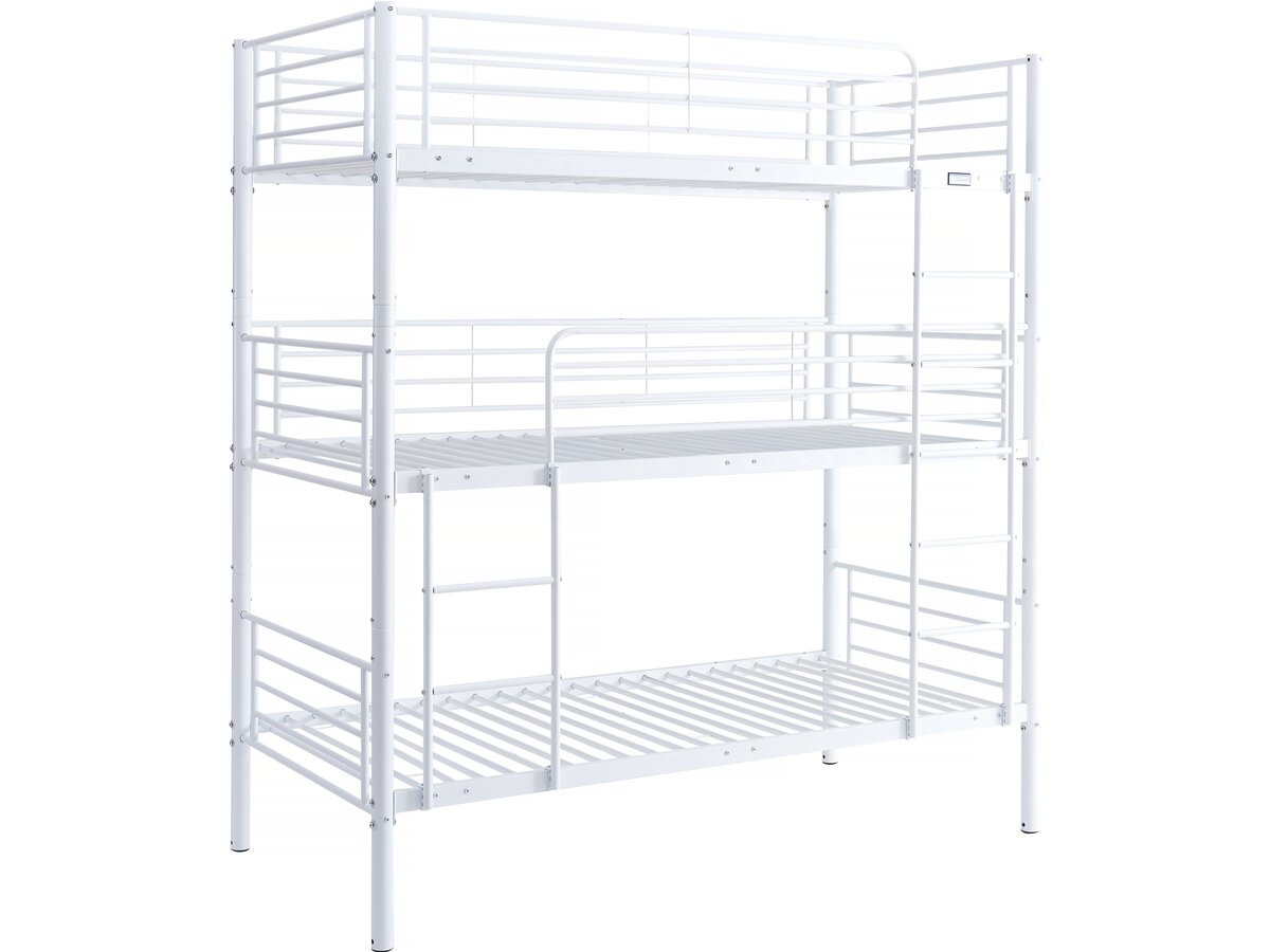 Lit triple superposé metal "Havin" - 90 x 190 cm - Blanc