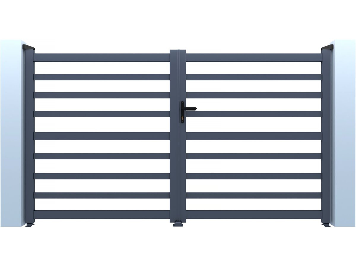 Portail aluminium ajouré "Martin" - 340 x 180 cm - Gris