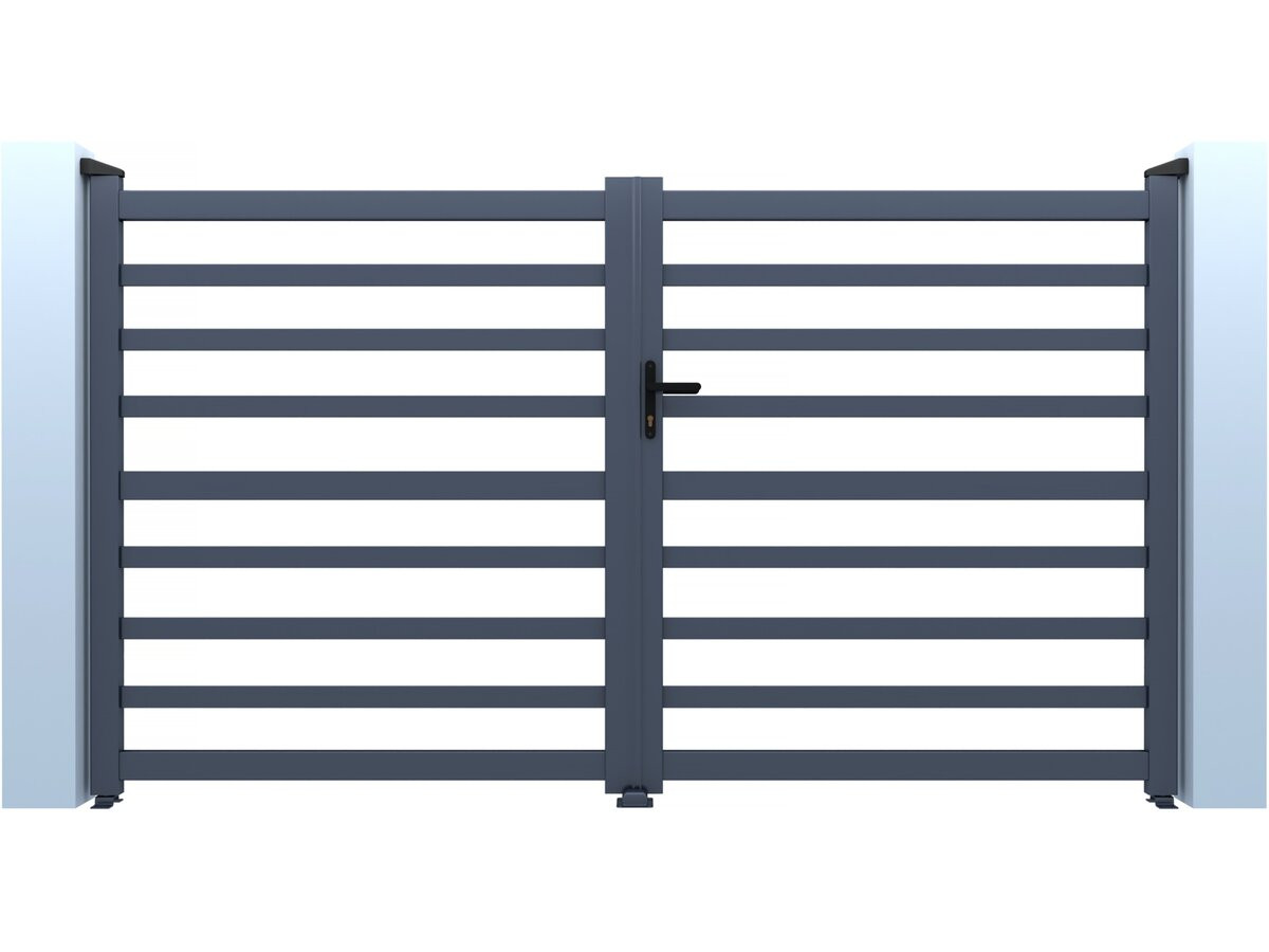 Portail aluminium ajouré "Martin" - 300 x 140 cm - Gris