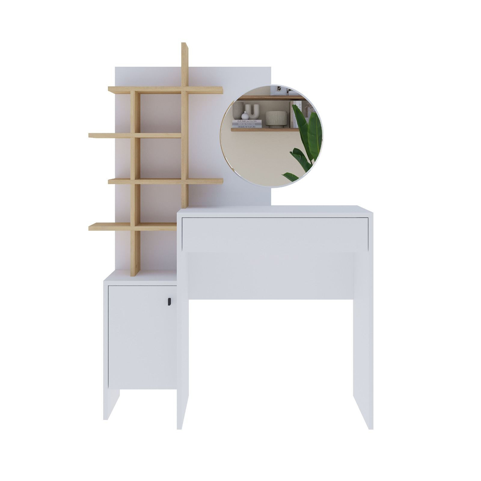 Table de maquillage en bois "Mup" 105 x 35 x 151 cm - Blanc