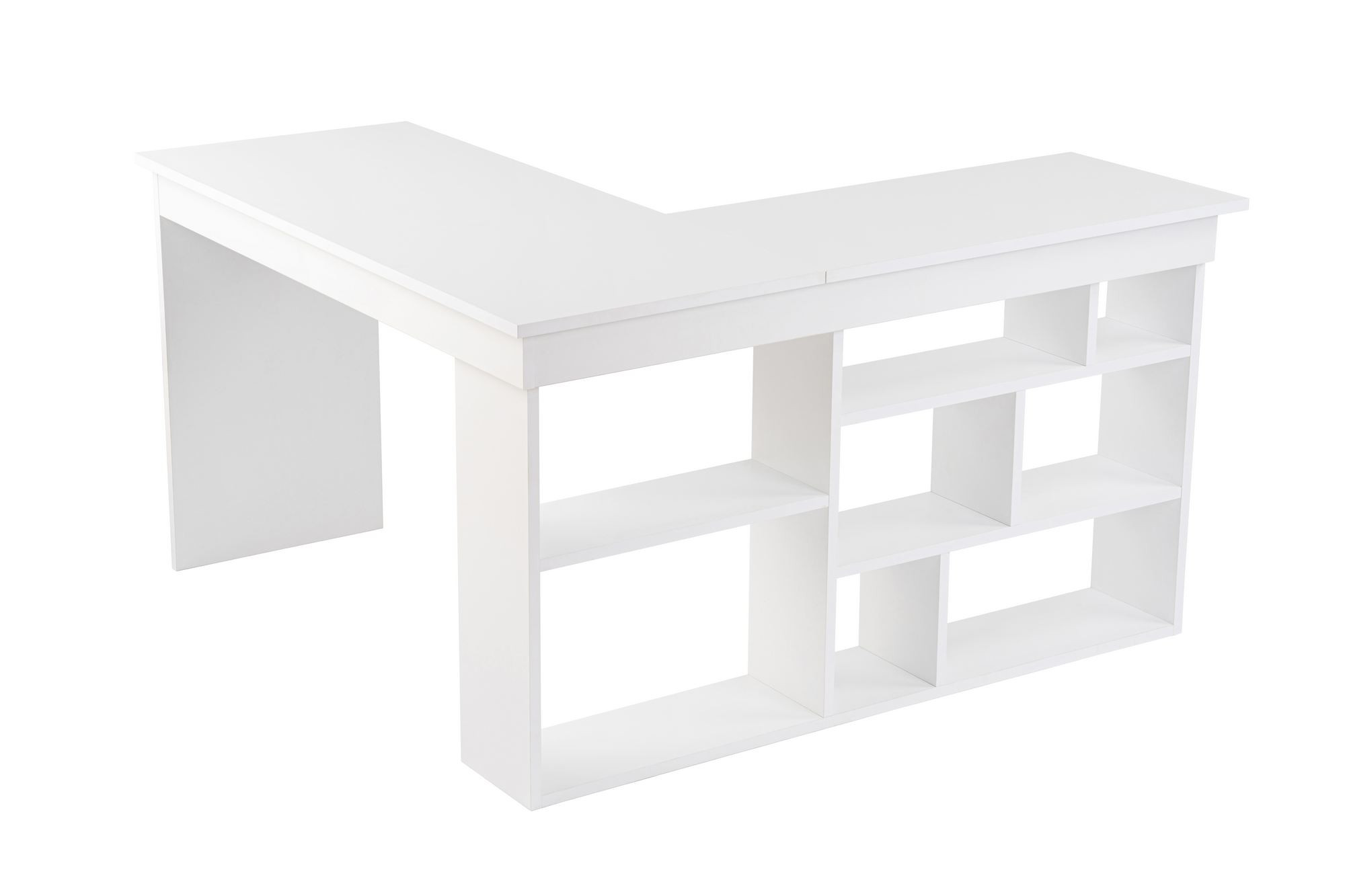 bureau en bois "Vesper" 130 x 120 x 72 cm - Blanc naturel